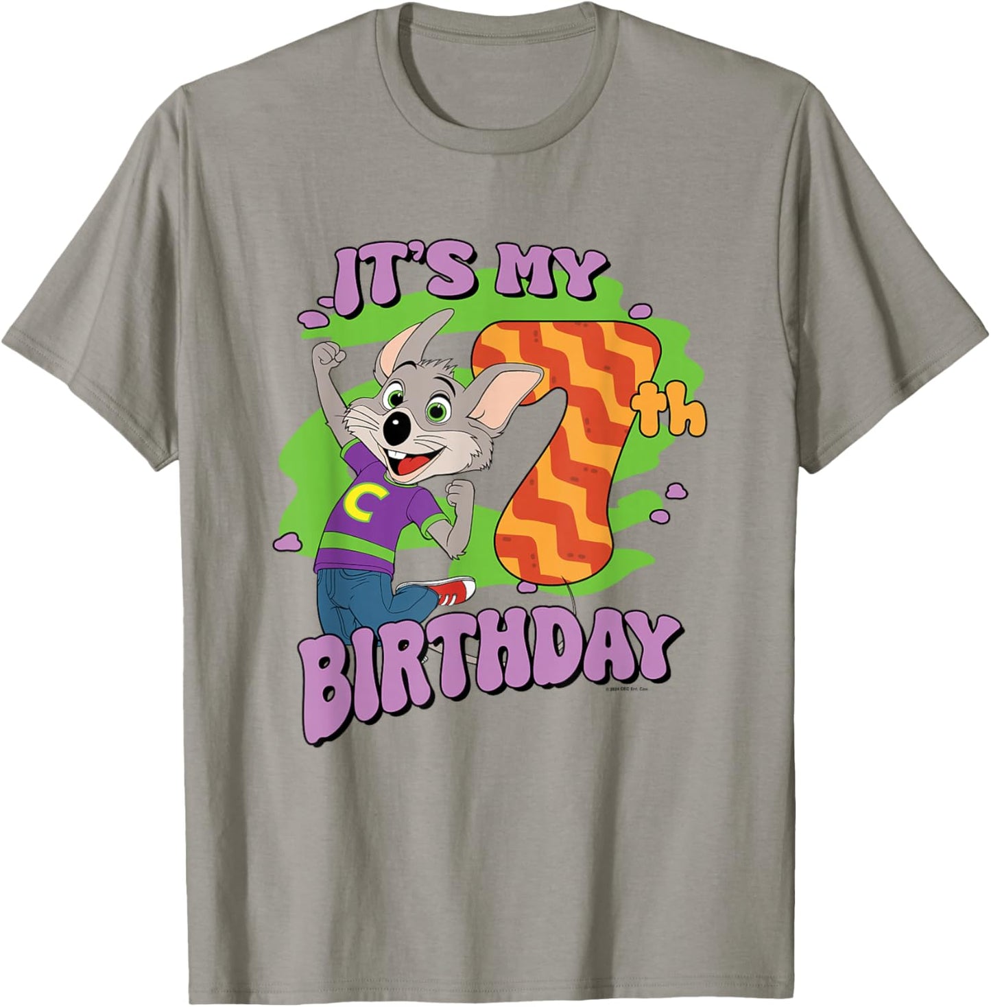 Chuck E. Cheese It's My 7th Birthday Happy Chuck Chest Logo T-Shirt - T-Shirt | Sand