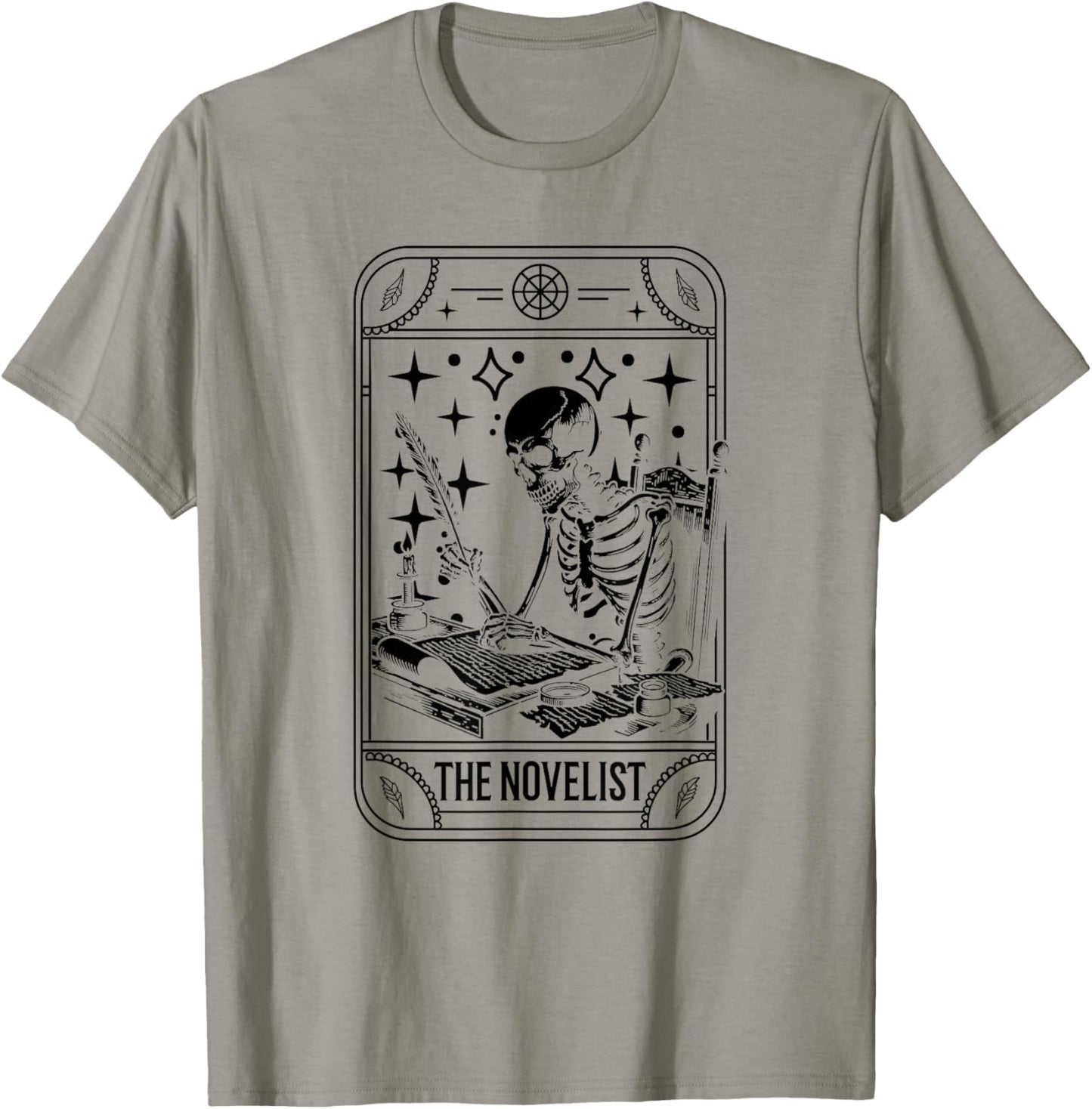 Writer Novelist Book Poetry - Author Skeleton Tarot Card T-Shirt - T-Shirt | Sand