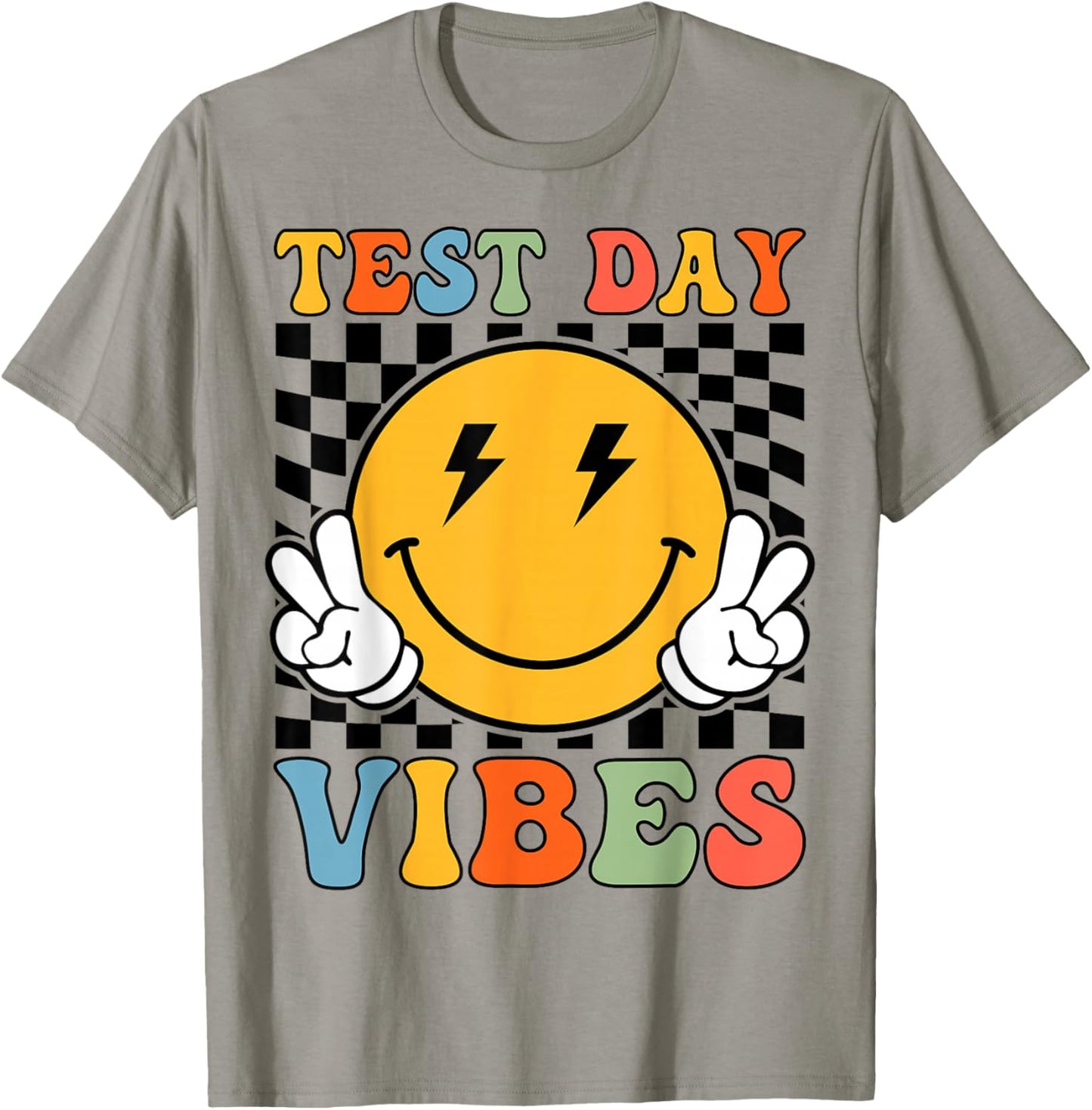 Test Day Vibes Retro Groovy Testing Day Teacher Student T-Shirt - T-Shirt | Sand