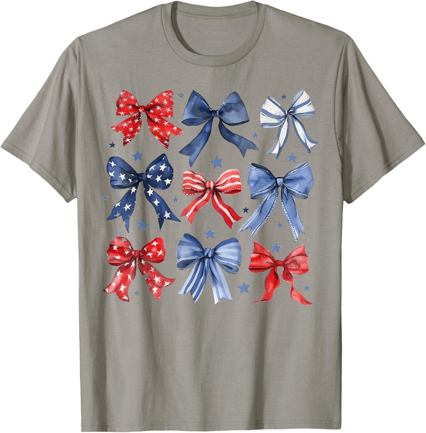 4th of July America Patriotic Bow Ribbon T-Shirt - T-Shirt | Sand