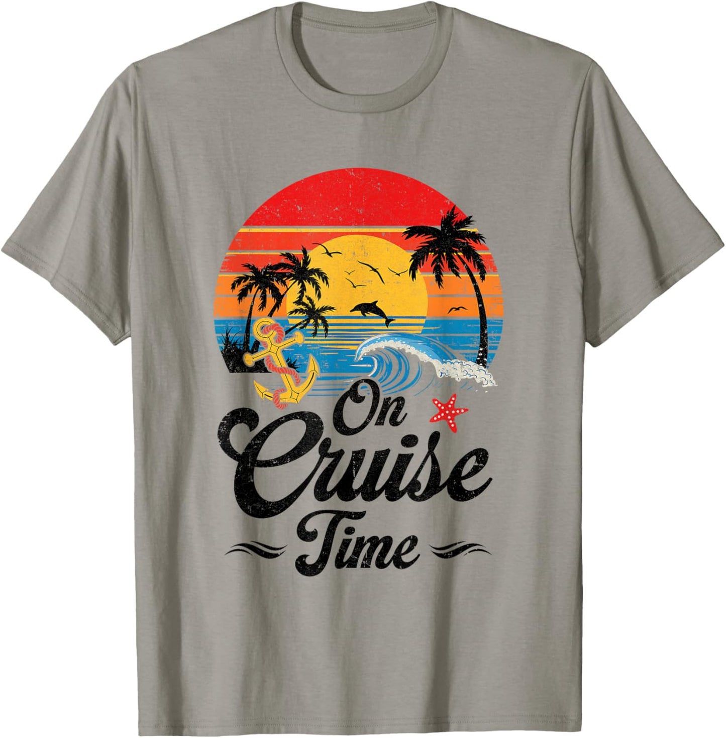 On Cruise Time Coconut Tree Graphic Summer Vacation Cruising T-Shirt - T-Shirt | Sand