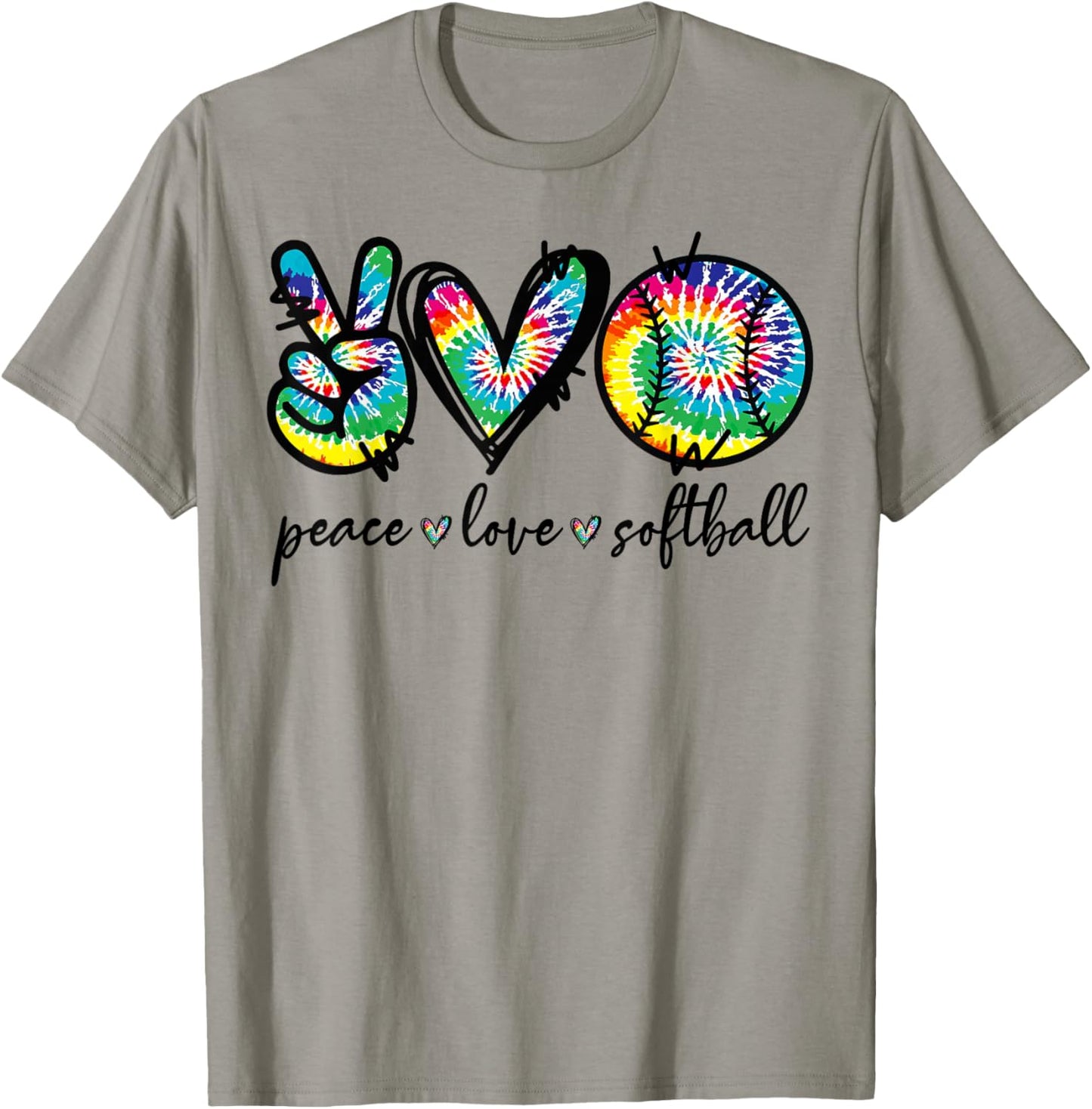 Peace Love Softball Player Tie Dye Softball Lovers Funny T-Shirt - T-Shirt | Sand