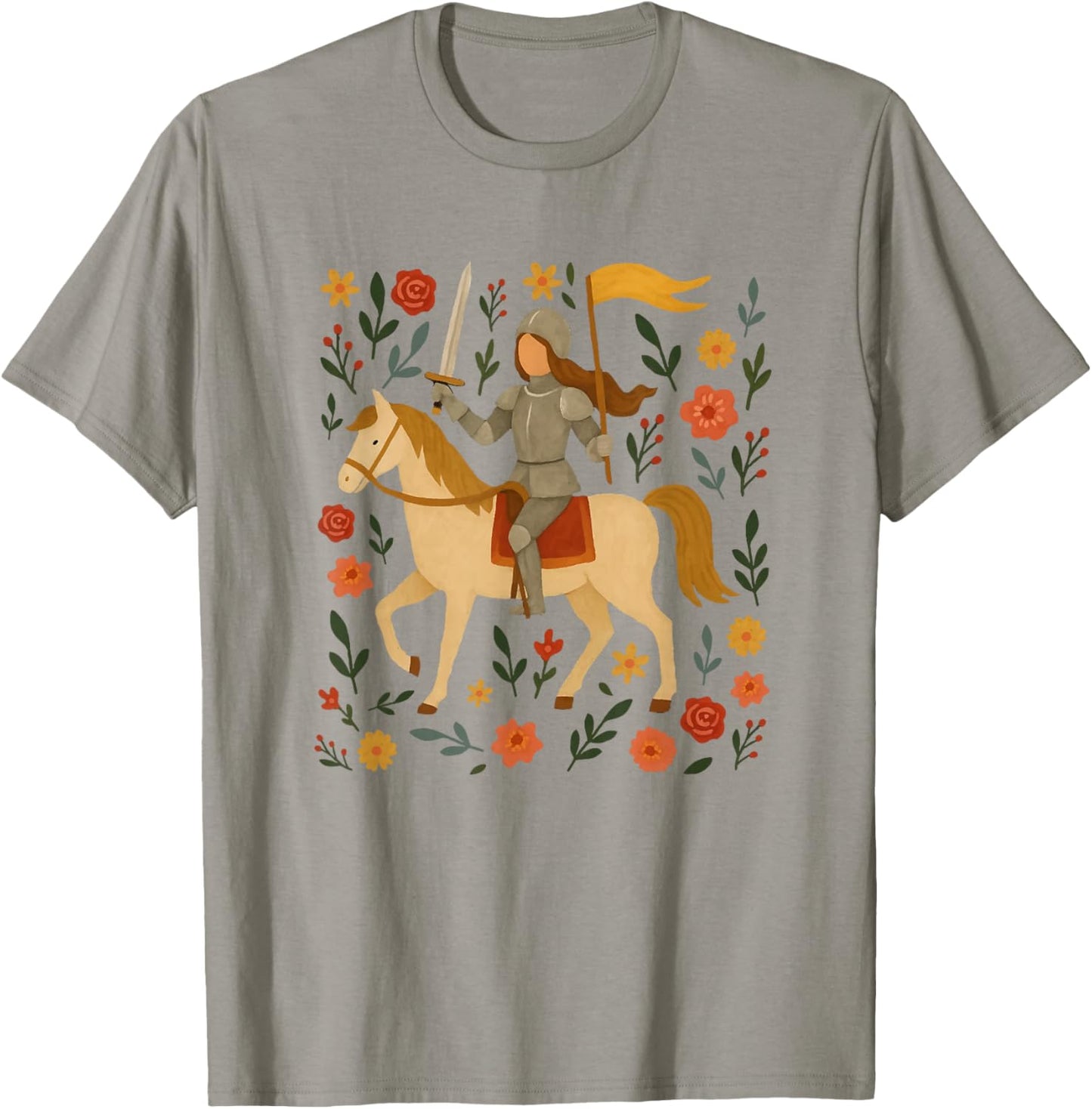 Joan Flower Art Catholic Cute Graphic T-Shirt - T-Shirt | Sand