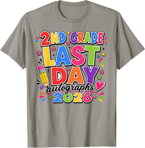 Last Day of School Autographs 2025-2026 2nd Grade Graduation T-Shirt - T-Shirt | Sand