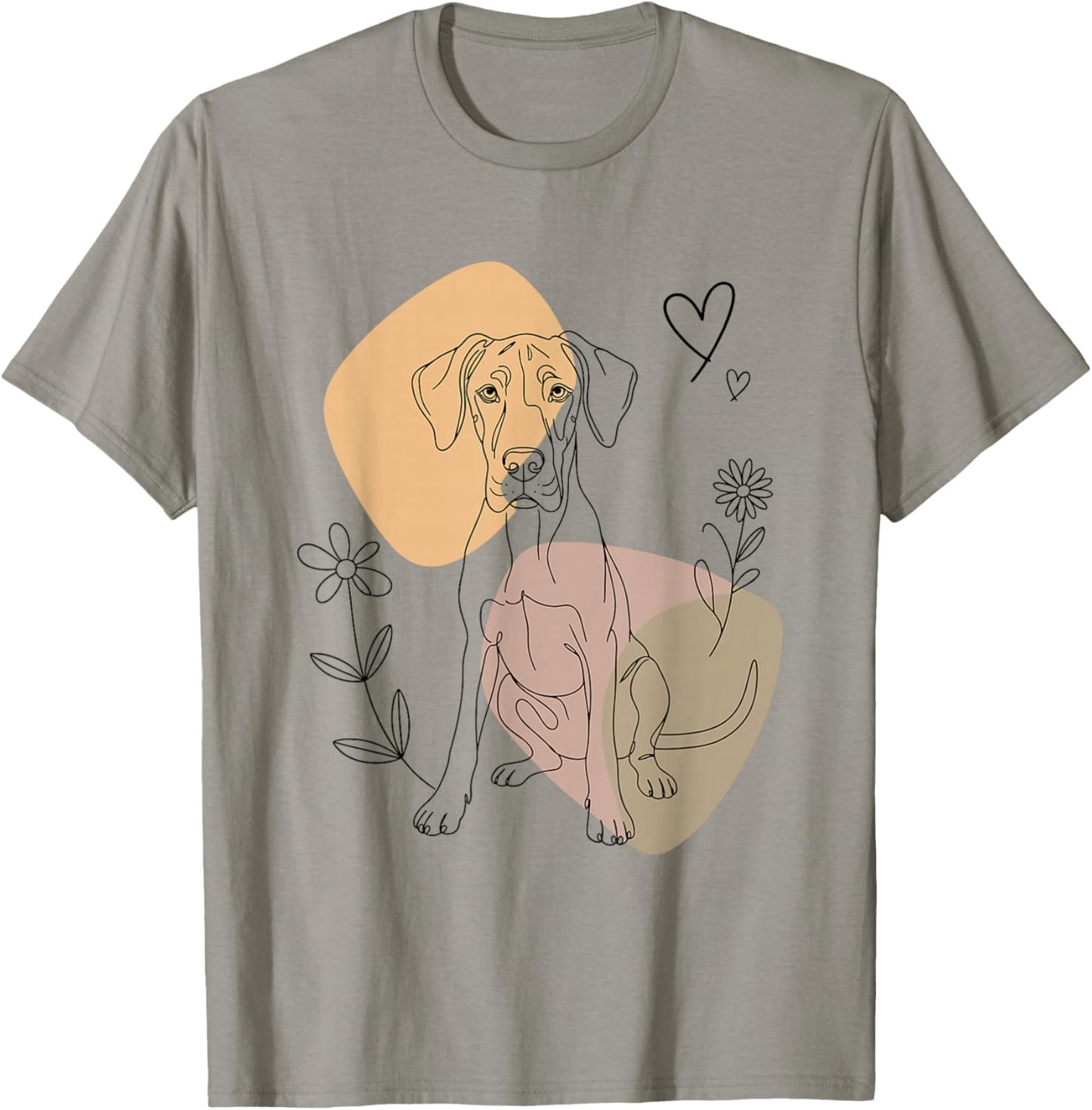 Line Art Great Dane Minimalist T-Shirt - T-Shirt | Sand