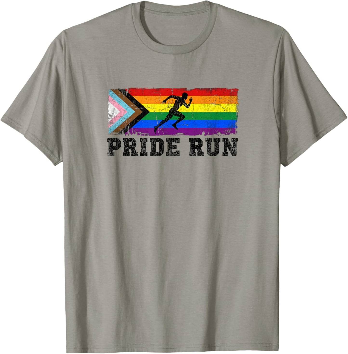Pride Run Jogging Workout | LGBTQ Equality - Grunge T-Shirt - T-Shirt | Sand