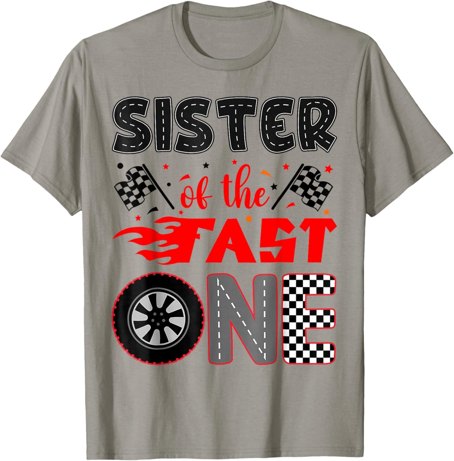 Sister of The Fast One Birthday 1st Race Car Family T-Shirt - T-Shirt | Sand