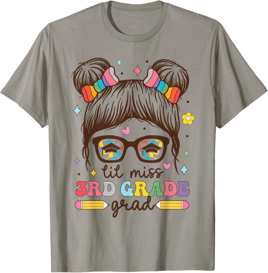 Lil Miss 3rd Grade Grad Graduation Last Day of School Girl T-Shirt - T-Shirt | Sand