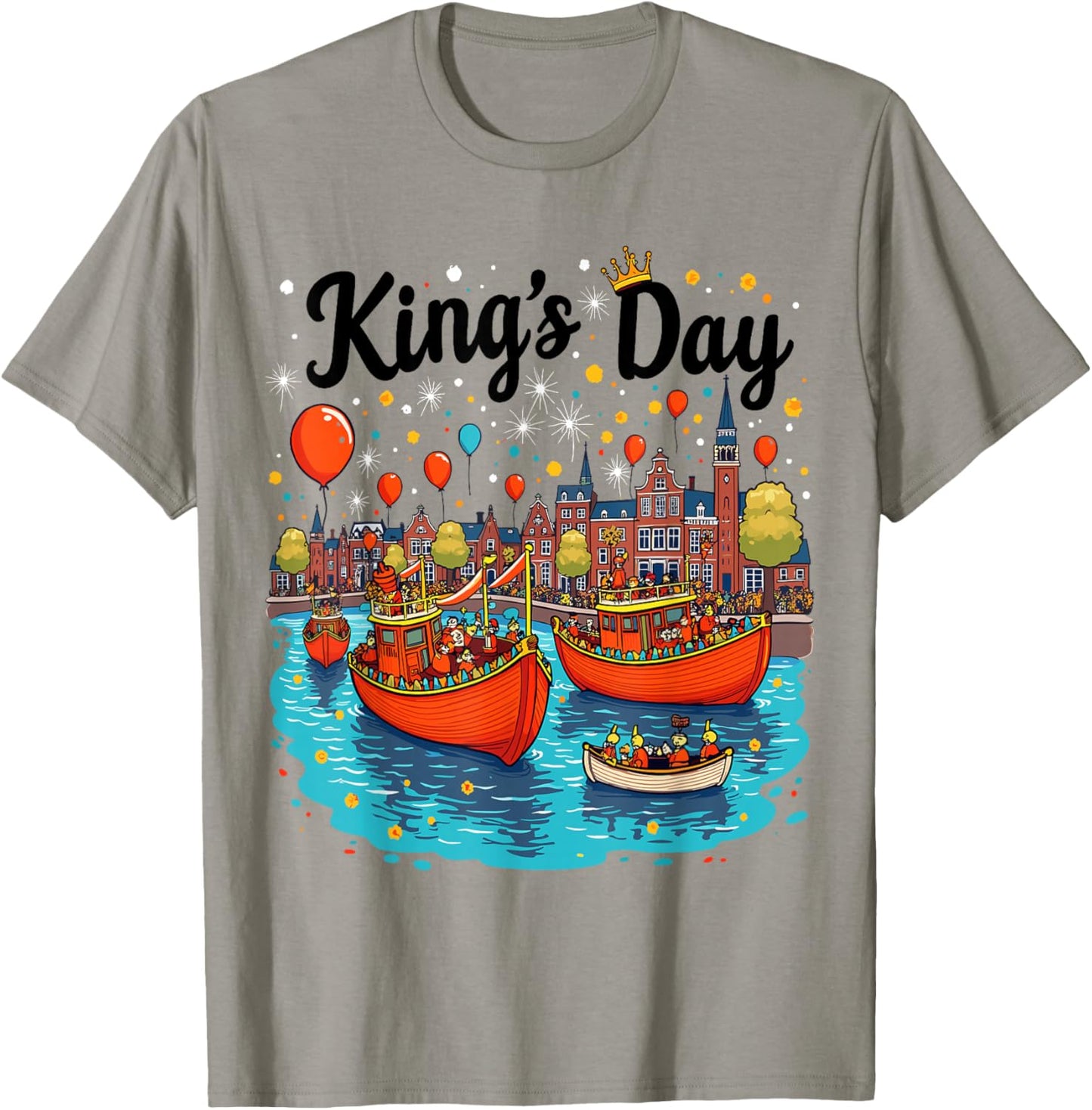 Koningsdag Netherlands 2025 Crown Funny Kings Day Amsterdam T-Shirt - T-Shirt | Sand