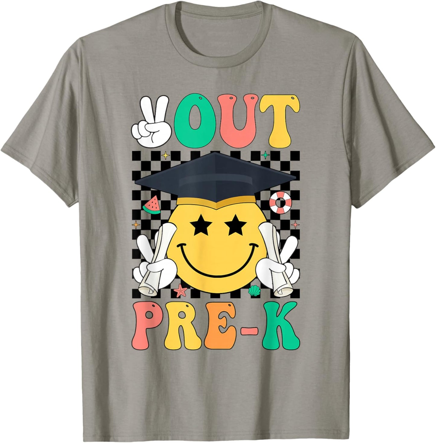Peace Out Pre-K PreK Graduation Retro Last Day of School T-Shirt - T-Shirt | Sand