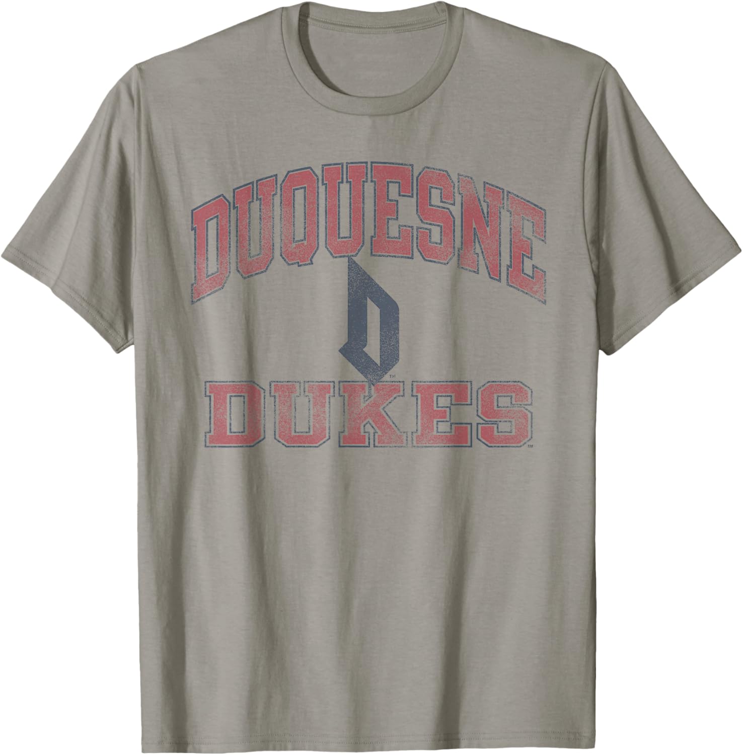 Duquesne Dukes Worn Gray Officially Licensed T-Shirt - T-Shirt | Sand