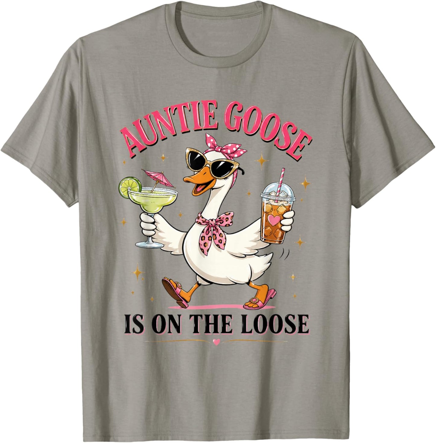 Funny Silly Goose Auntie Goose is On The Loose T-Shirt - T-Shirt | Sand