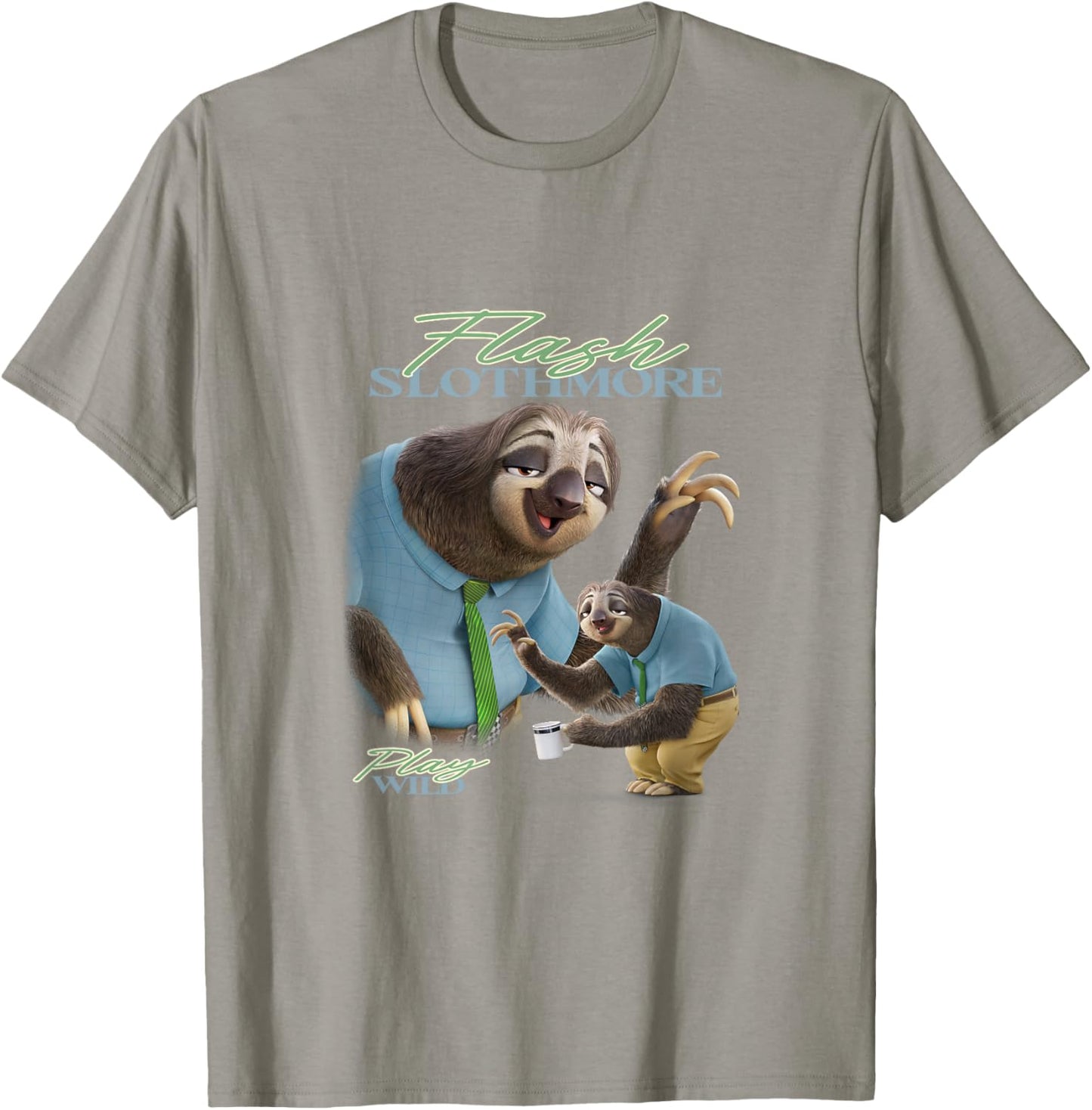 Disney Zootopia 2 Flash Slothmore Play Wild Wave with Coffee T-Shirt - T-Shirt | Sand