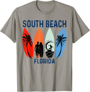 Retro South Beach Florida Surfing Beach Men Women Kids T-Shirt - T-Shirt | Sand