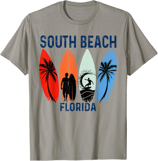 Retro South Beach Florida Surfing Beach Men Women Kids T-Shirt - T-Shirt | Sand