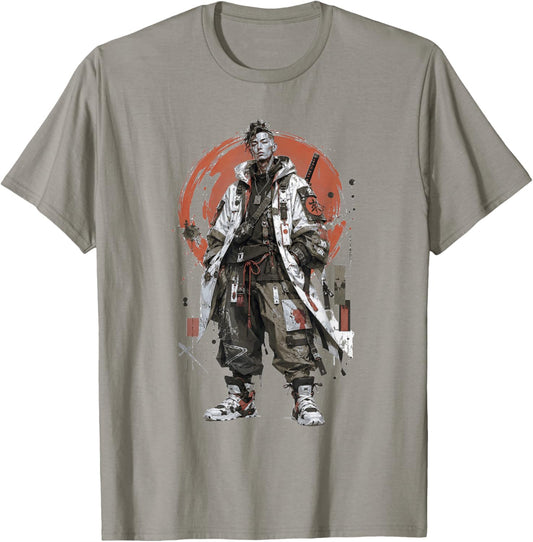 Urban Samurai Techwear Warrior Red Sun Street Art T-Shirt - T-Shirt | Sand