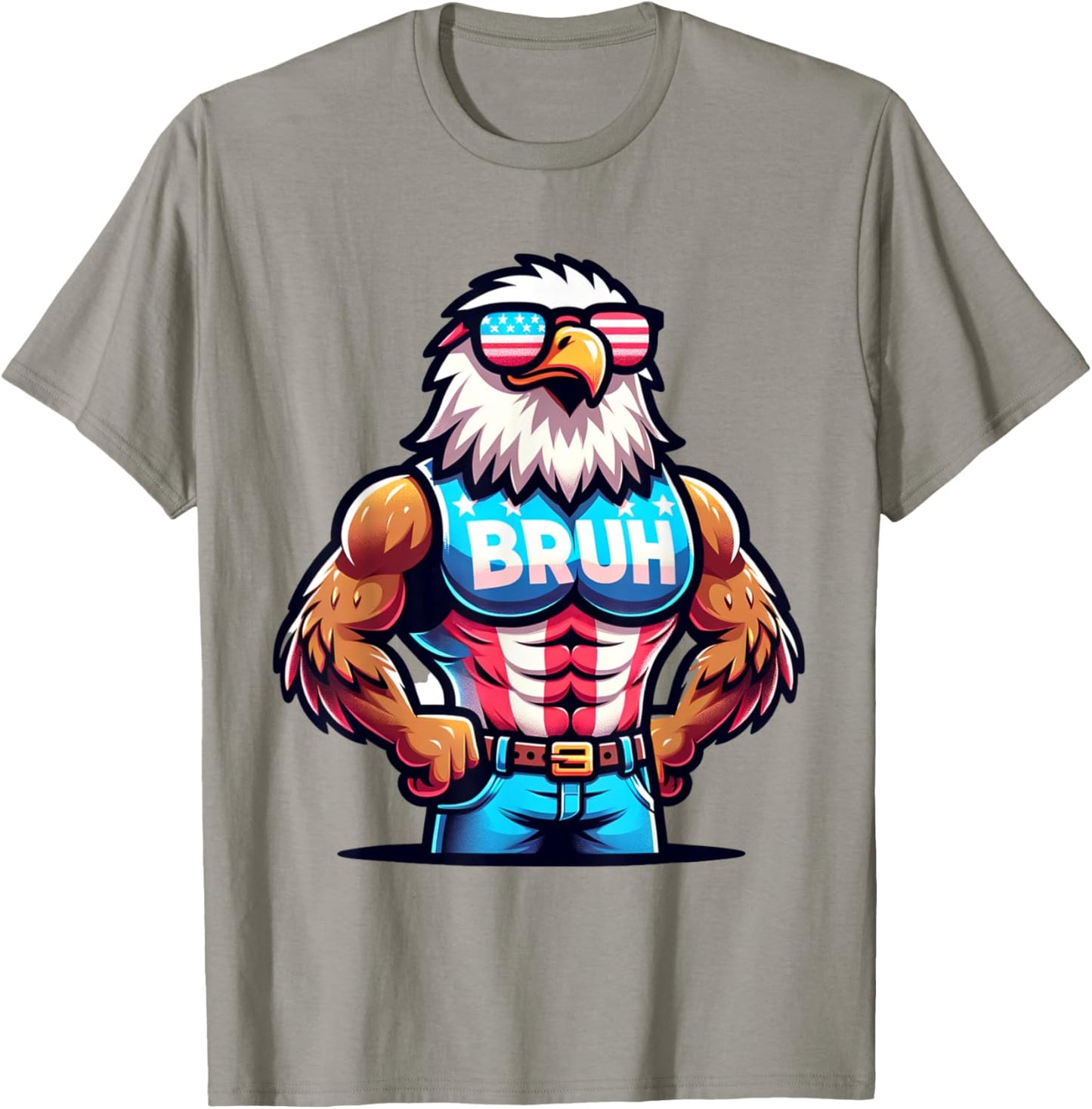 July 4th Bruh Eagle American Flag T-Shirt - T-Shirt | Sand