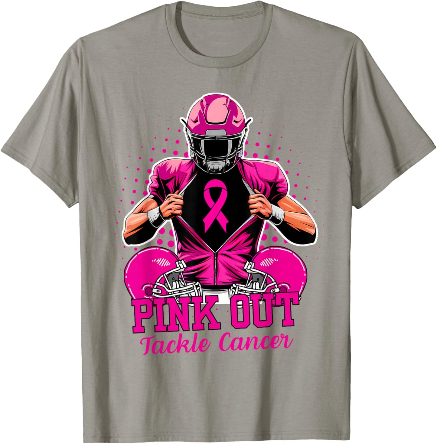 Breast Cancer Awareness Pink Ribbon Football Support Women T-Shirt - T-Shirt | Sand