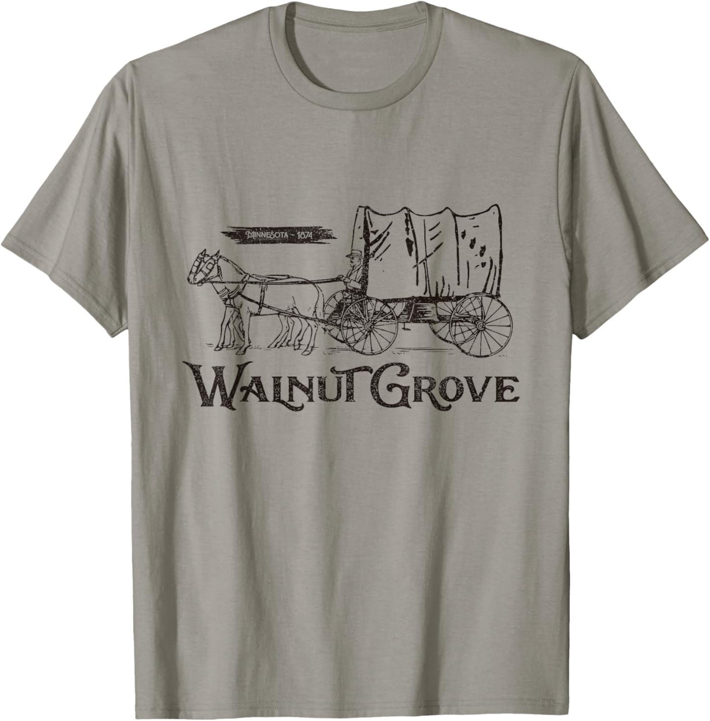 Walnut Grove 1874 Minnesota USA, Wagon des prairies T-Shirt - T-Shirt | Sand