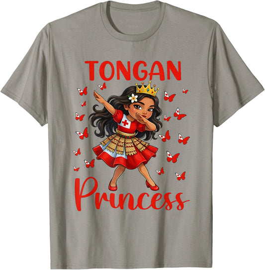 Funny Tongan Girl Dabbing Princess Tonga Flag Culture Kids T-Shirt - T-Shirt | Sand