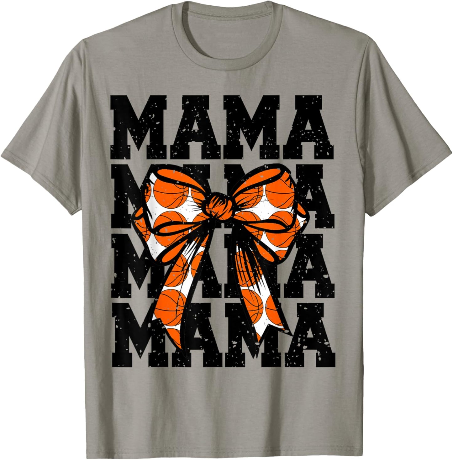 Basketball Mom Player Coquette Bow Game Day Team Lover Mama T-Shirt - T-Shirt | Sand