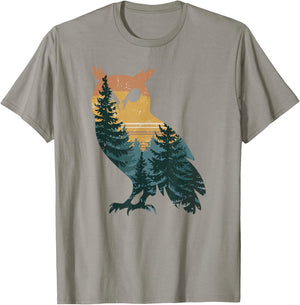 Owl Hunting Hiking Outdoor Camping Forest Men Women Owl T-Shirt - T-Shirt | Sand