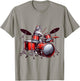 Cat Playing Drums Funny Percussionist Drummer Cat Graphic T-Shirt - T-Shirt | Sand