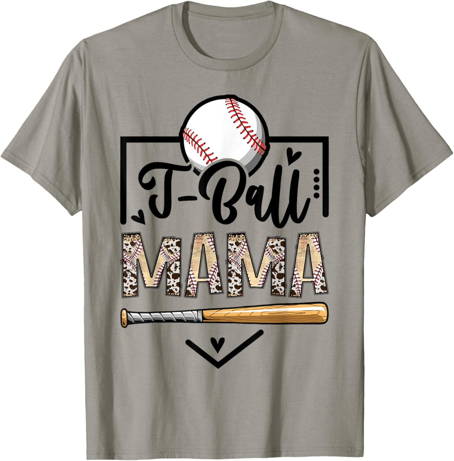 T-Ball Mama Leopard Funny Ball Game Day T-Shirt - T-Shirt | Sand