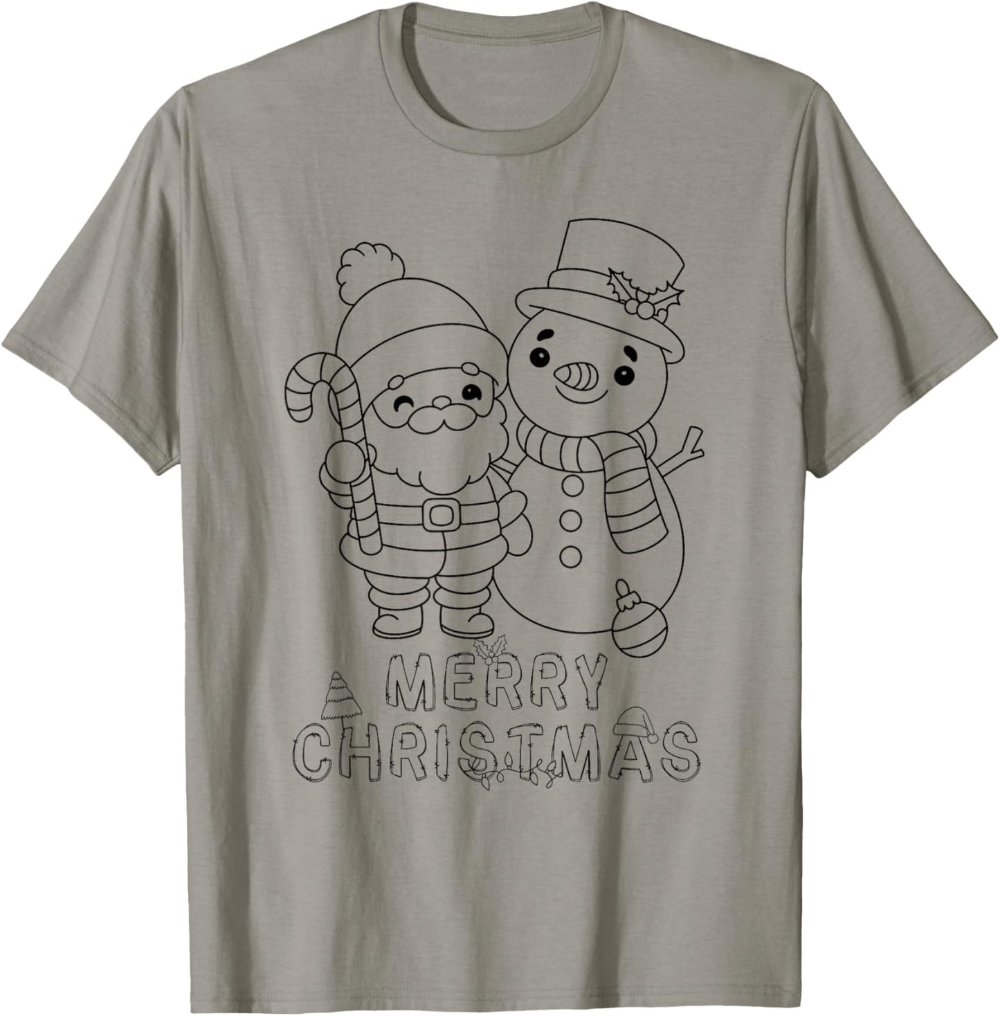 Merry Christmas Santa Claus Snowman XMAS DIY Kids Coloring T-Shirt - T-Shirt | Sand