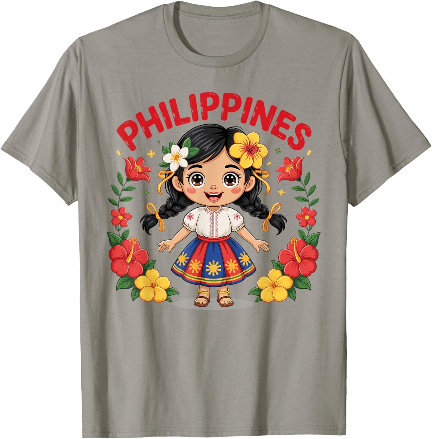 Philippines Flag Culture Pride Cute Filipina Girl for Kids T-Shirt - T-Shirt | Sand