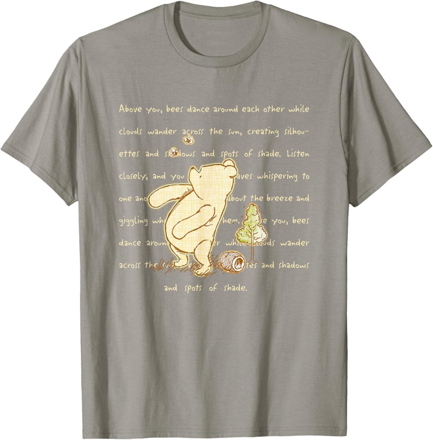 Disney Winnie the Pooh And Bees Quote Cute Big Chest Logo T-Shirt - T-Shirt | Sand