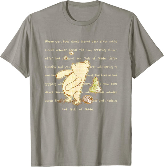 Disney Winnie the Pooh And Bees Quote Cute Big Chest Logo T-Shirt - T-Shirt | Sand