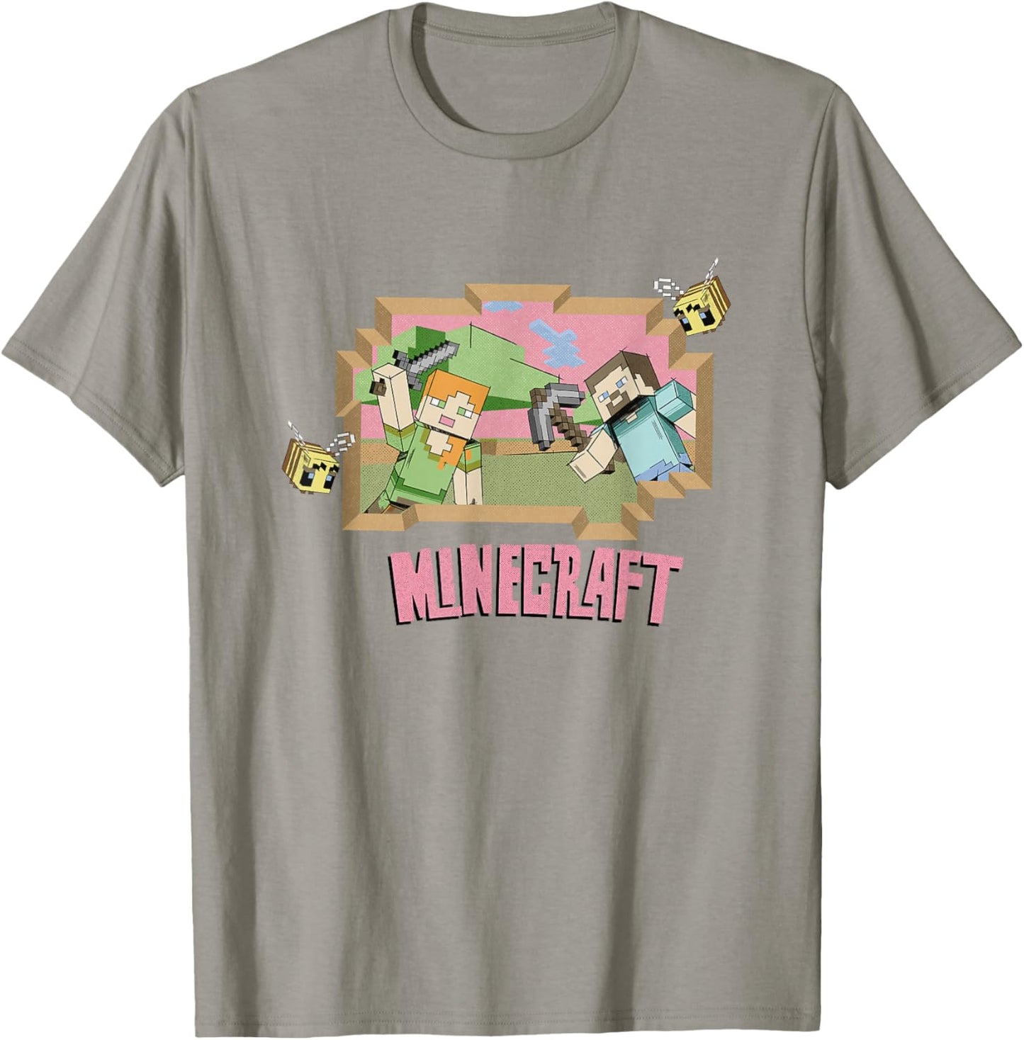 Minecraft Steve & Alex On An Adventure Vintage T-Shirt - T-Shirt | Sand