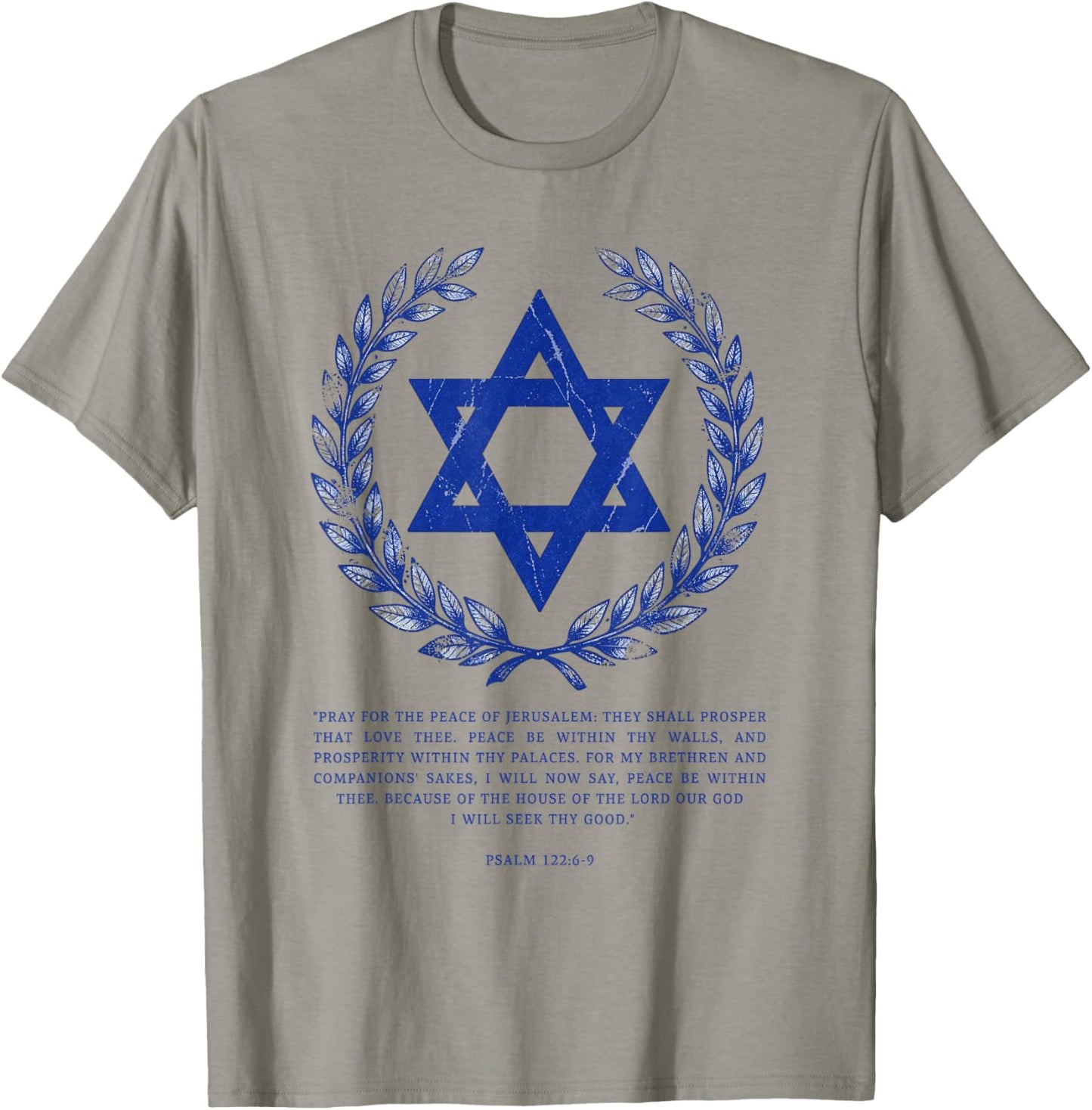 Psalms 122:6-9 Elegant Star of David Israel Bible Verse T-Shirt - T-Shirt | Sand