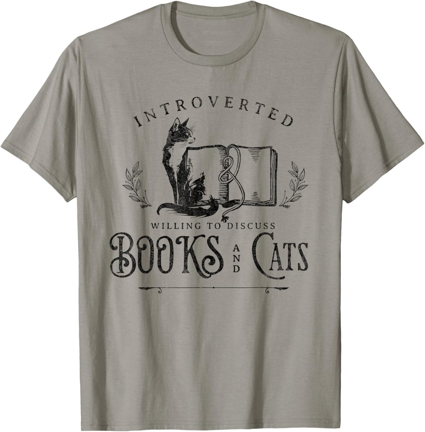 Introverted But Willing to discuss Cats and Books T-Shirt - T-Shirt | Sand