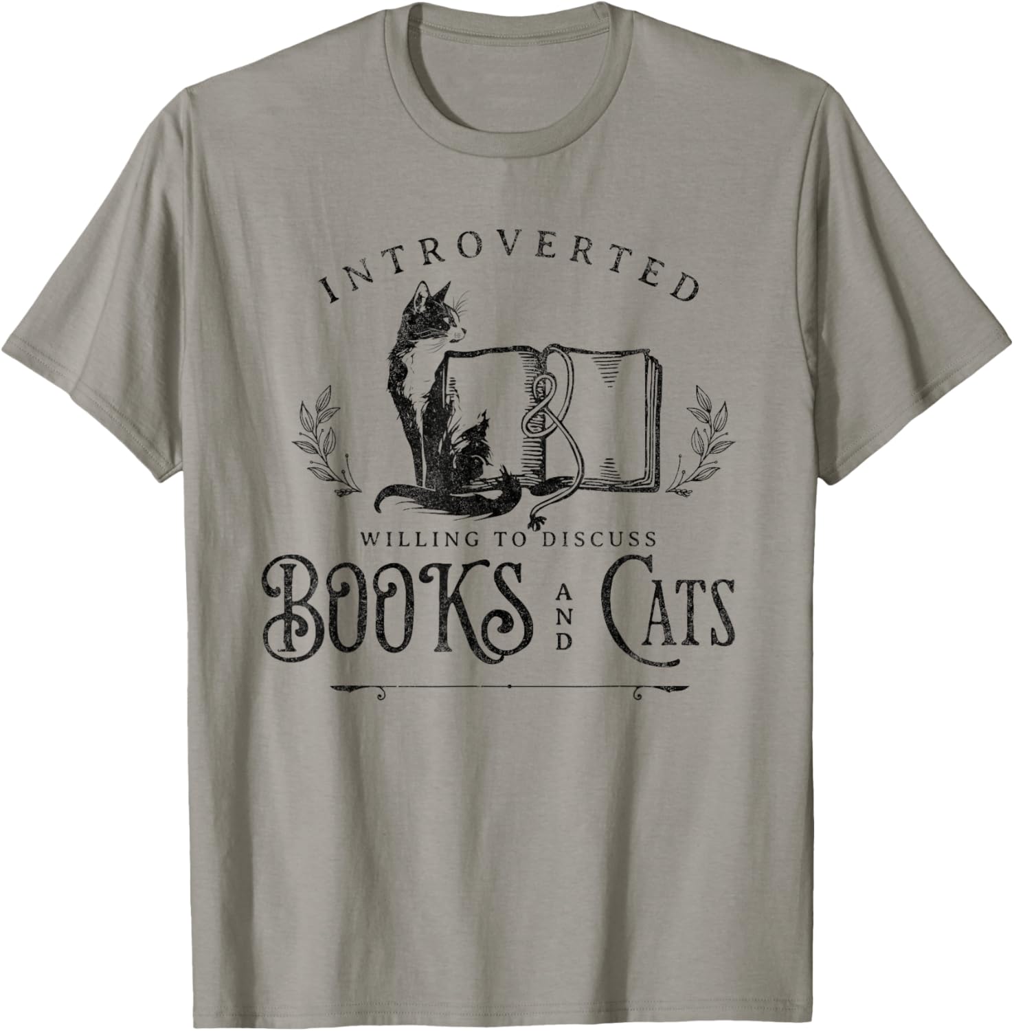 Introverted But Willing to discuss Cats and Books T-Shirt - T-Shirt | Sand