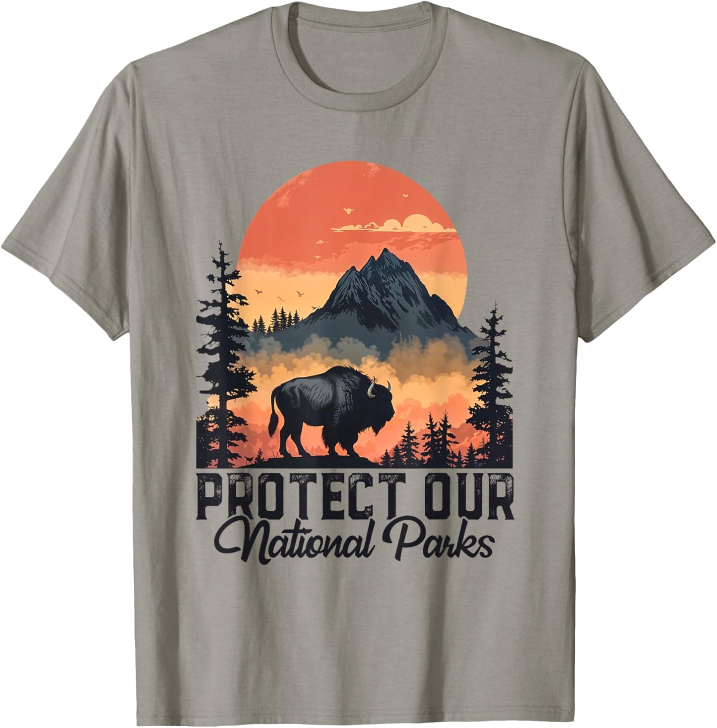 Save Our National Parks Resist Service Bison Buffalo Vintage T-Shirt - T-Shirt | Sand
