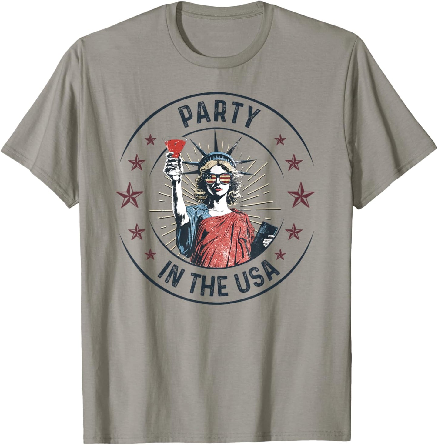 Vintage Retro Party in the USA 4th Of July Lovers Drinking T-Shirt - T-Shirt | Sand