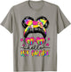 Hello First Grade Messy Bun Tie Dye First Day of School T-Shirt - T-Shirt | Sand