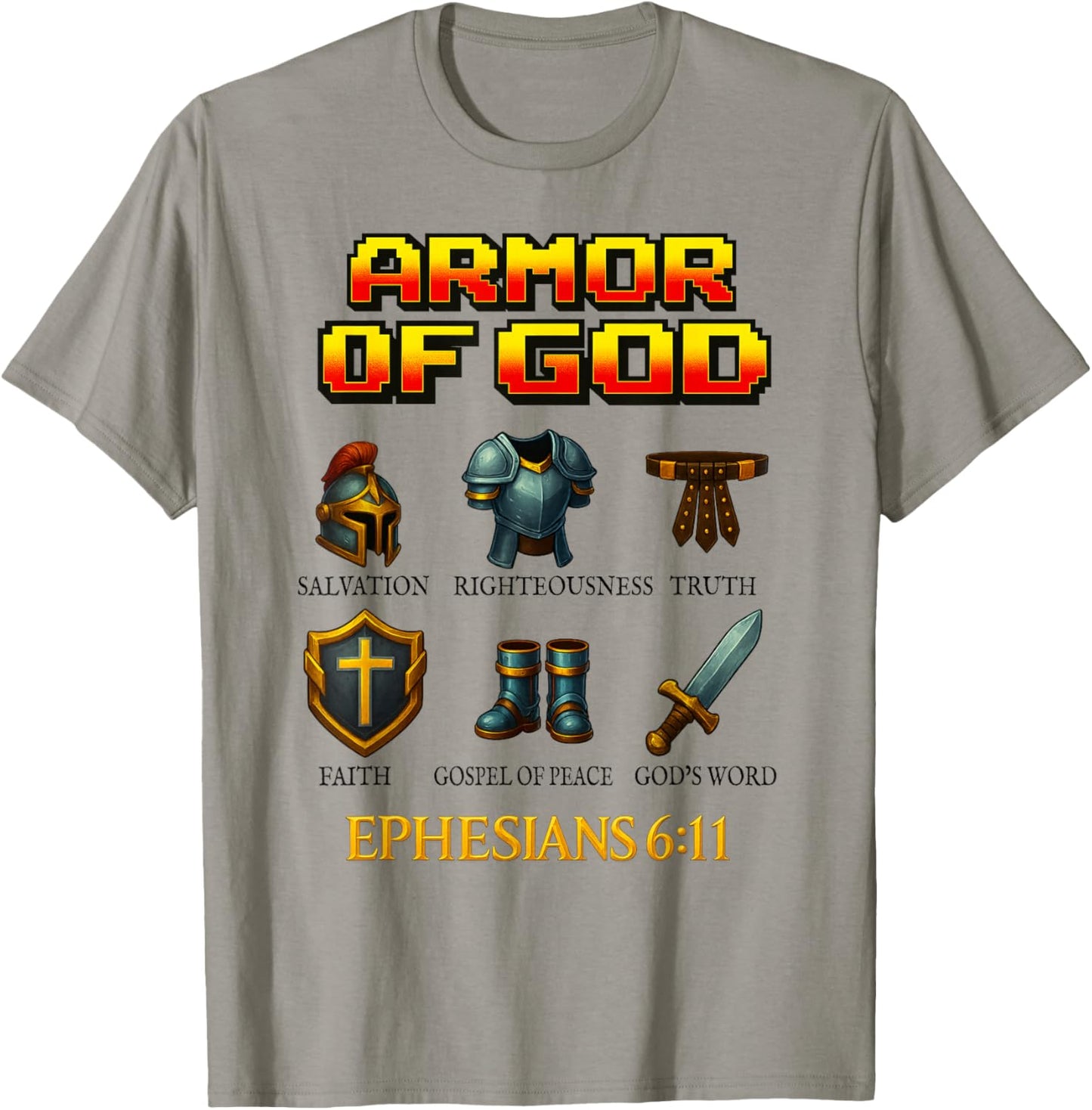 Armor of God Ephesians 6 Bible Verse Christian Kids Teens T-Shirt - T-Shirt | Sand