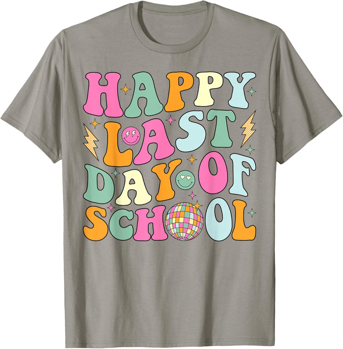 Happy Last Day Of School Groovy Teacher Student Graduation T-Shirt - T-Shirt | Sand