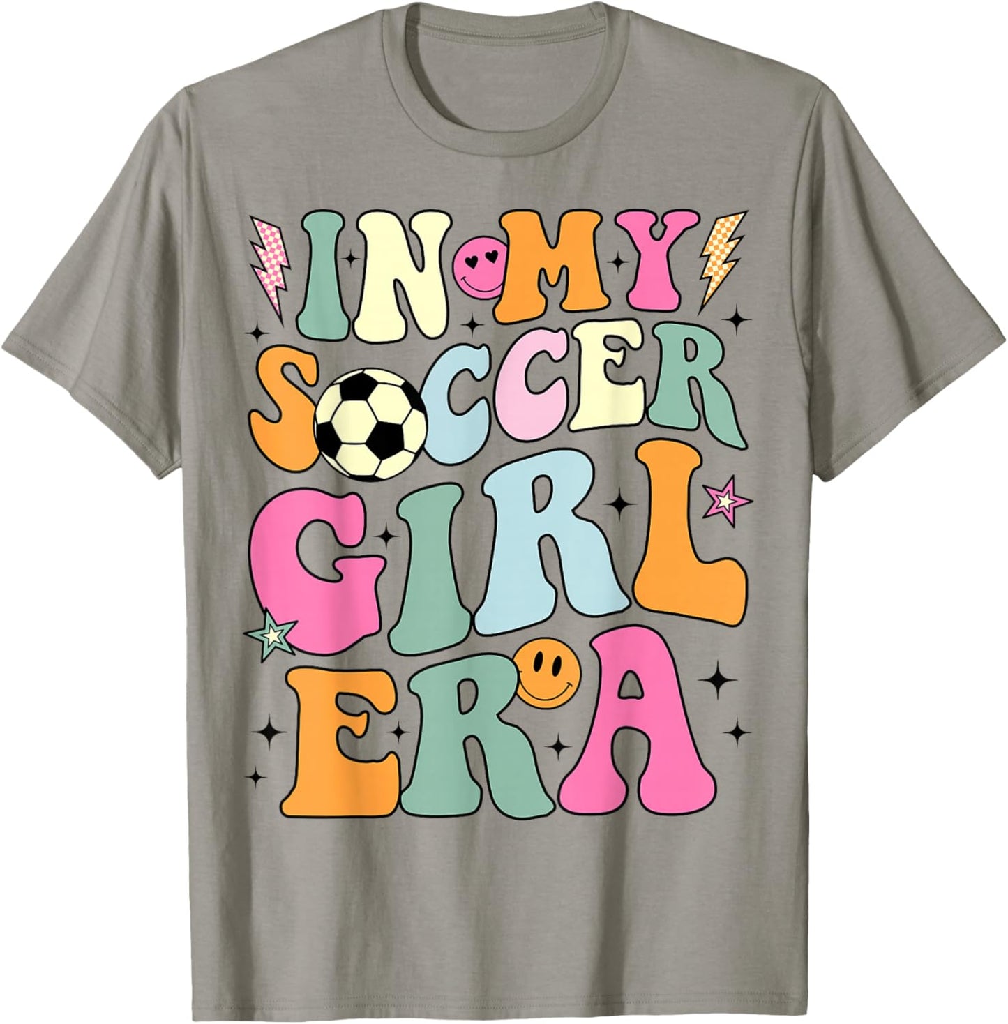 In My Soccer Girl Era Retro Groovy Soccer Girl T-Shirt - T-Shirt | Sand
