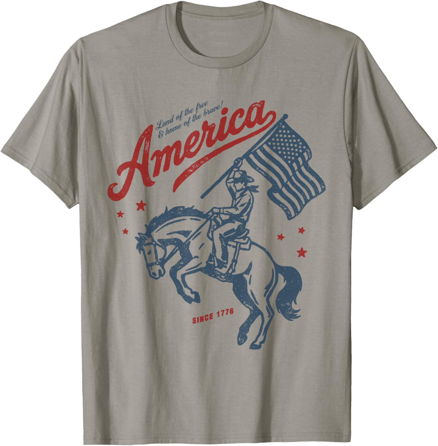 America Land of The Free Home of The Brave Rodeo Cowboy T-Shirt - T-Shirt | Sand