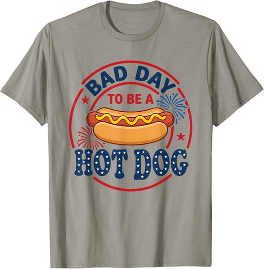 Bad Day to Be A Hot Dog Independence Day Funny 4th of July T-Shirt - T-Shirt | Sand
