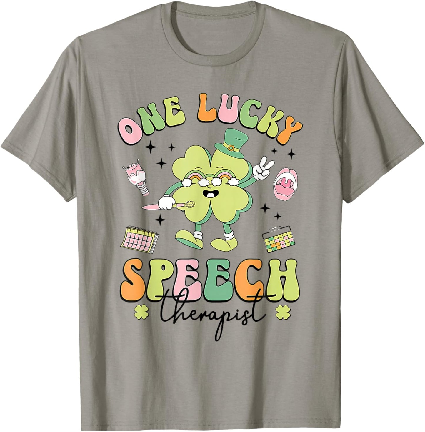 One Lucky Speech Therapist St Patricks Day Speech Therapy T-Shirt - T-Shirt | Sand