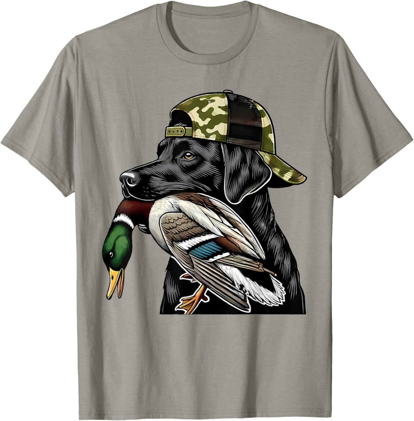 Labrador Hunting Dog with Duck Hello Hunting Season T-Shirt - T-Shirt | Sand