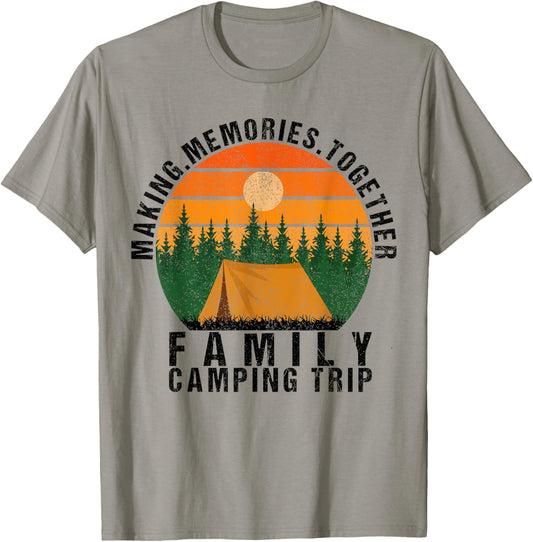 Vintage Camper Camp Family Camping Trip 2025 Women Men Kids T-Shirt - T-Shirt | Sand