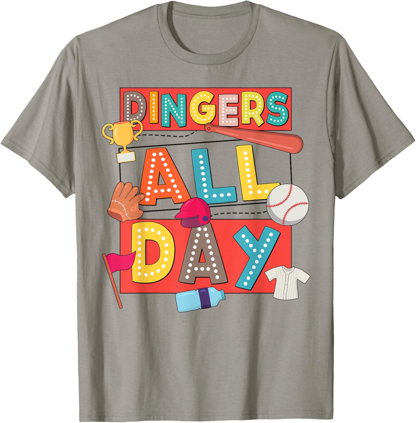 Baseball Mom Dad Biggest Fan Game Day Vibes Dingers All Day T-Shirt - T-Shirt | Sand