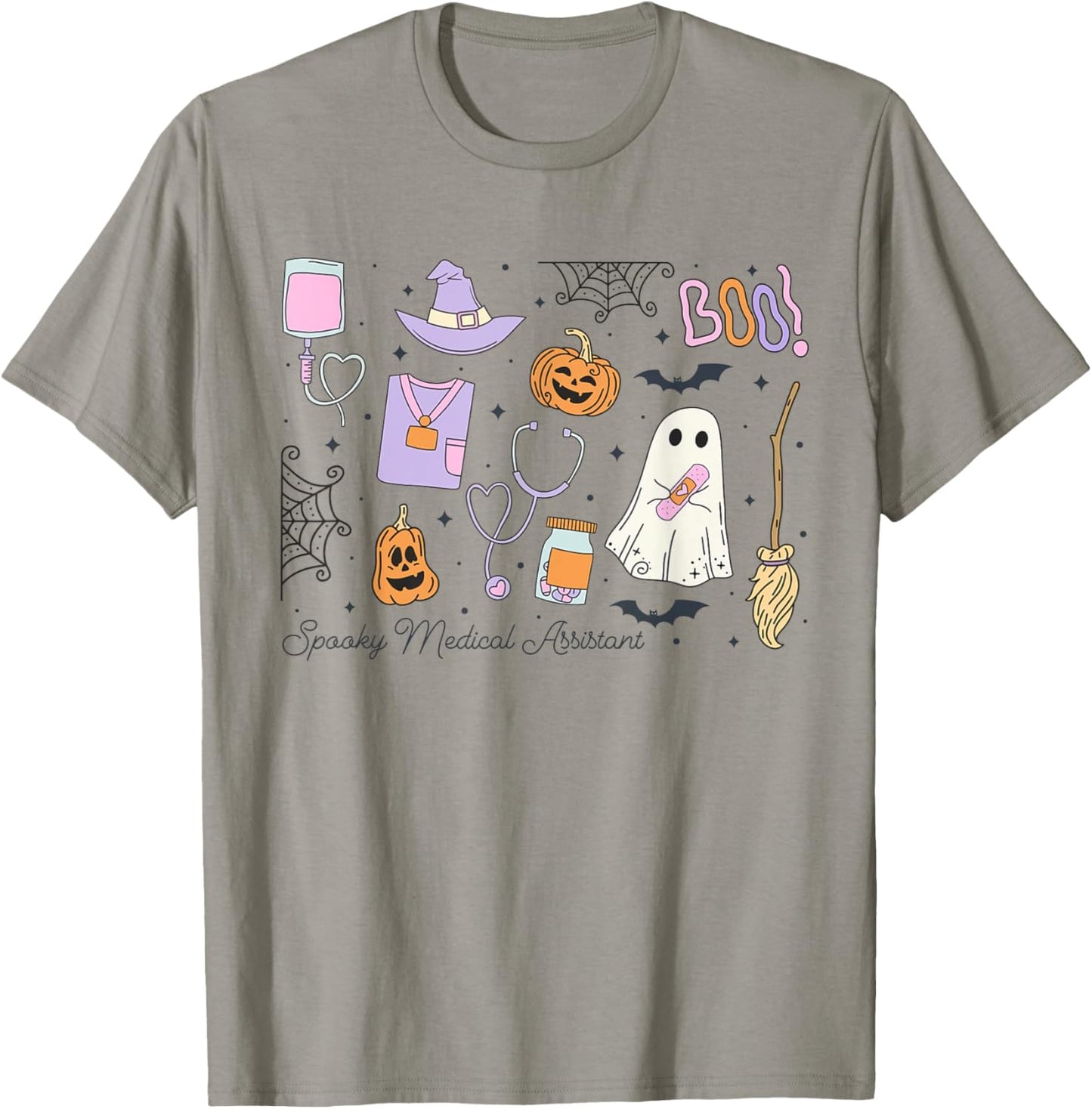 Spooky Medical Assistant Halloween Ghost MA Autumn CMA RMA T-Shirt - T-Shirt | Sand