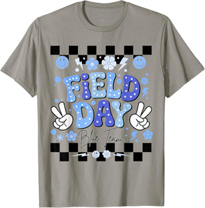 Field Day Blue Team Funny for Teacher Kids Field Day Games T-Shirt - T-Shirt | Sand